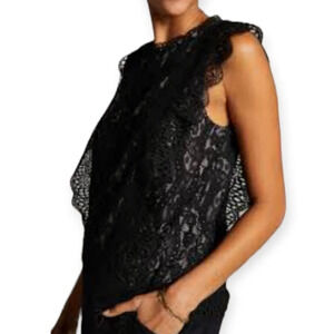 NWT Zara Lace Floral Blouse with Flutter Sleeves Small